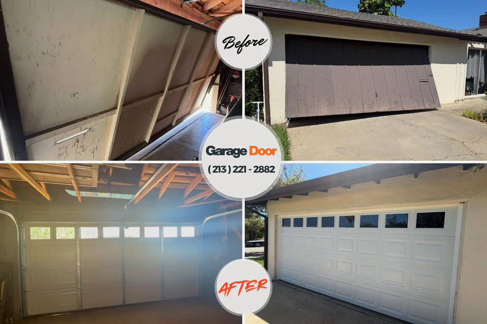 Before and after: garage door repair Mountain Grove, MO
